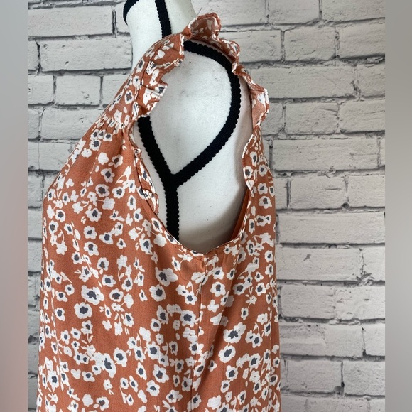 Vera Wang Orange Floral Boho Maxi Dress Sun Dress with Belt size Medium - Picture 6 of 12